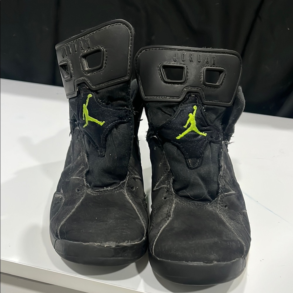 Jordan Black and Green High-Top Sneakers